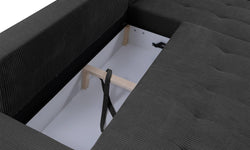 Hoekbank Olivia rechts ribstof met slaapfunctie