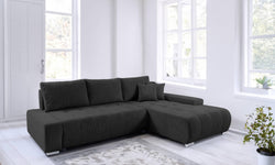 Hoekbank Olivia rechts ribstof met slaapfunctie