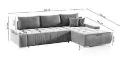 Hoekbank Olivia rechts velvet met slaapfunctie