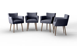 Set van 4 eetkamerstoelen Billie linnen