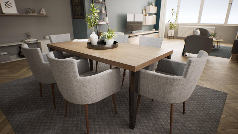 Set van 4 eetkamerstoelen Billie linnen