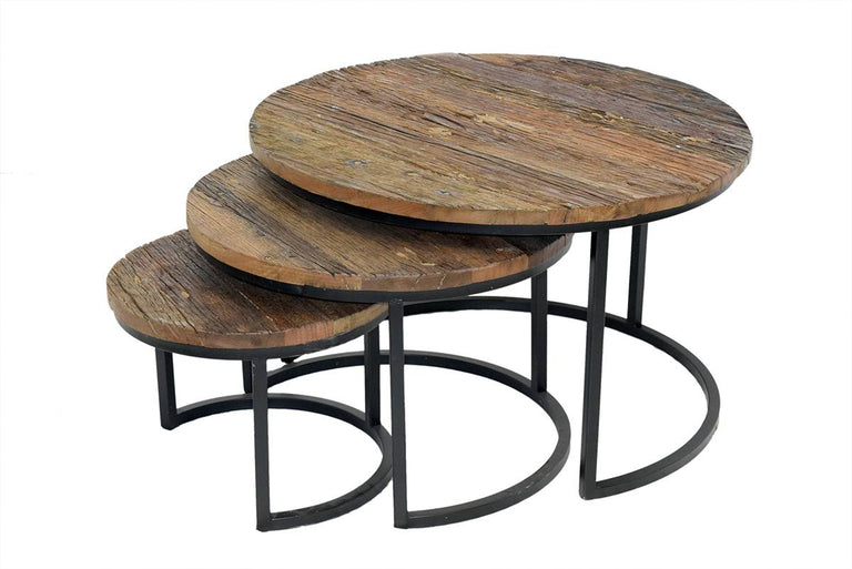 Set van 3 bijzettafels Slate rond