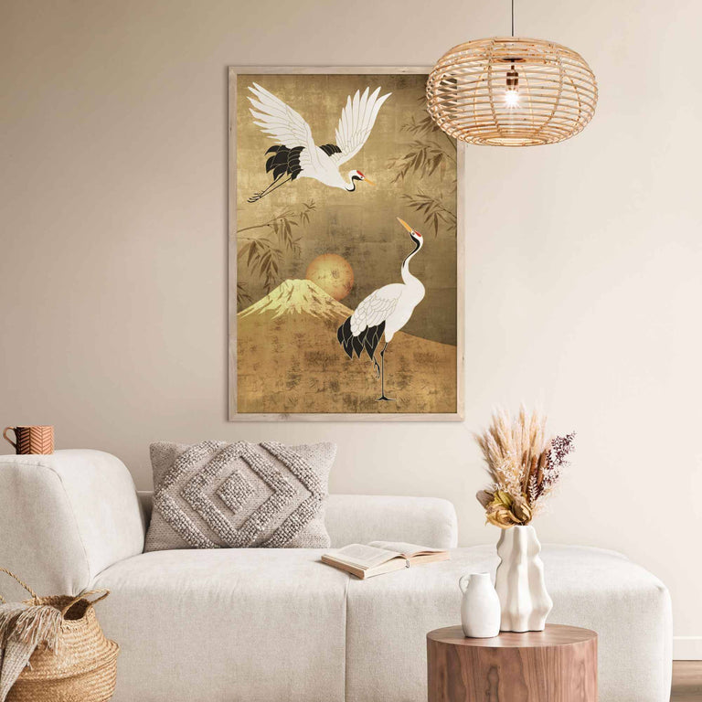 Wanddecoratie Japanse Kraanvogels