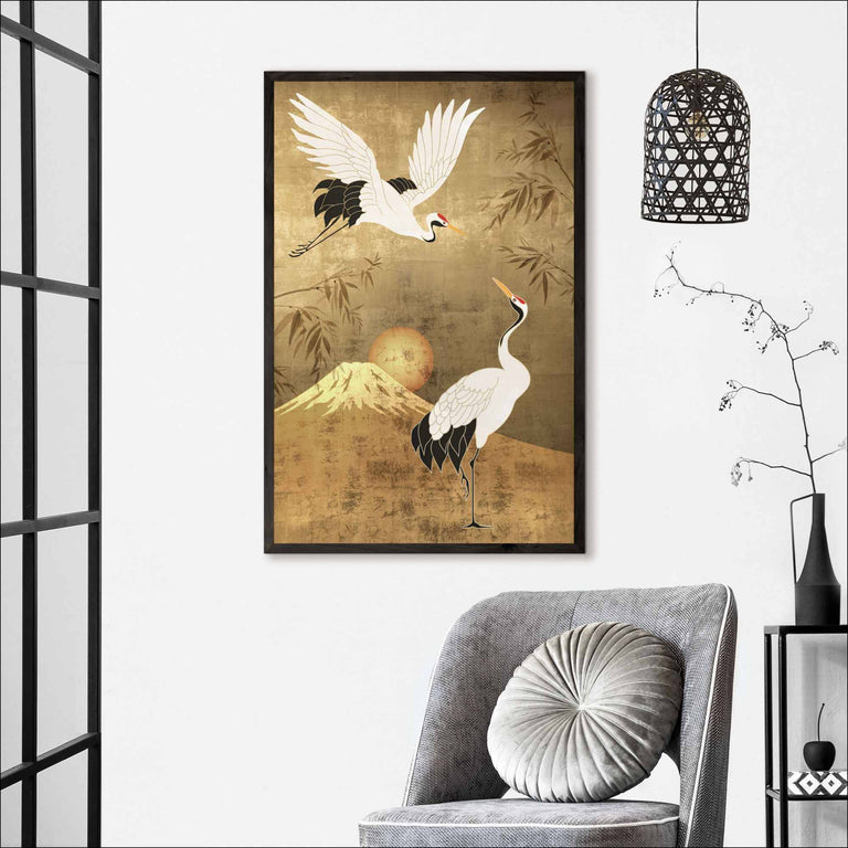Wanddecoratie Japanse Kraanvogels