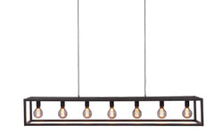 Zwarte hanglamp eettafel frame Charlie 7-lichts