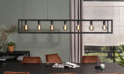 Zwarte hanglamp eettafel frame Charlie 7-lichts