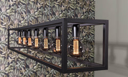 Zwarte hanglamp eettafel frame Charlie 7-lichts