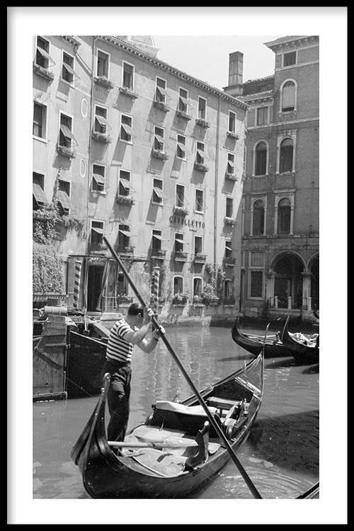 Ingelijste poster Gondolier in Venice '53