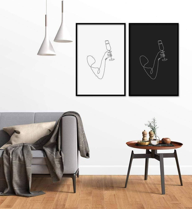 Plexiglas schilderij Champagne Line Art