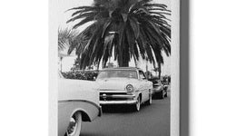 Plexiglas schilderij Classic Car Under A Palm Tree