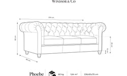 3-zitsbank Phoebe velvet