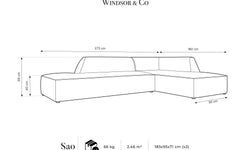 Hoekbank Sao Lounge ribstof rechts