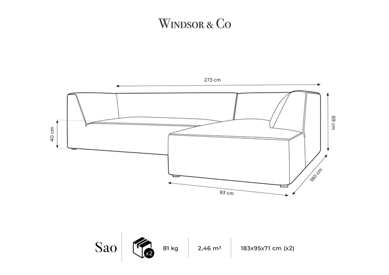 Hoekbank Sao velvet rechts