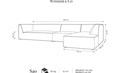 Hoekbank Sao ribstof rechts