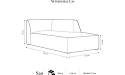 Chaise longue Sao velvet rechts