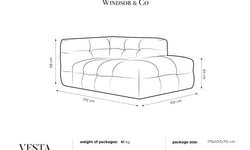 Chaise Longue Vesta rechts velvet
