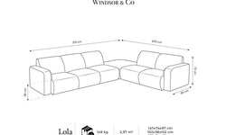 Hoekbank Lola rechts chenille met hocker