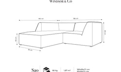 Hoekbank Sao ribstof links