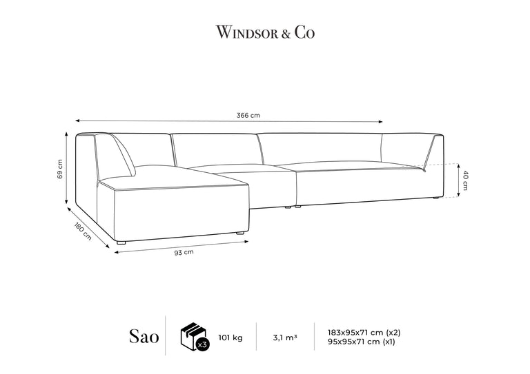 Hoekbank Sao velvet links