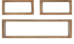 Set van 3 wandplanken Kubus acaciahout